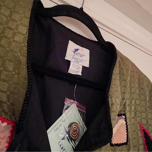 NWT Earth Sea & Sky Vintage green retro lightweight jacket L - Picture 2 of 5